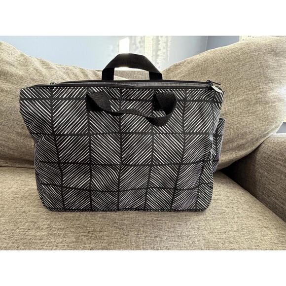Thirty One Super Swap It Pocket Bag Chevron Squares Charcoal Black - Picture 3 of 11
